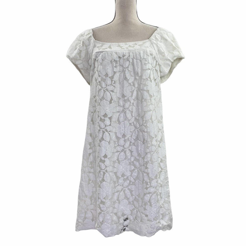 I.n. Studio White Floral Lace Mini Shift Dress